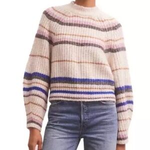 NWT Z Supply Desmond Stripe Chunky Knit Sweater, Sandstone, Size Large